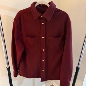 H&M Shirt Men’s Large Button Shirt Jacket Rust Polyester-Preowned